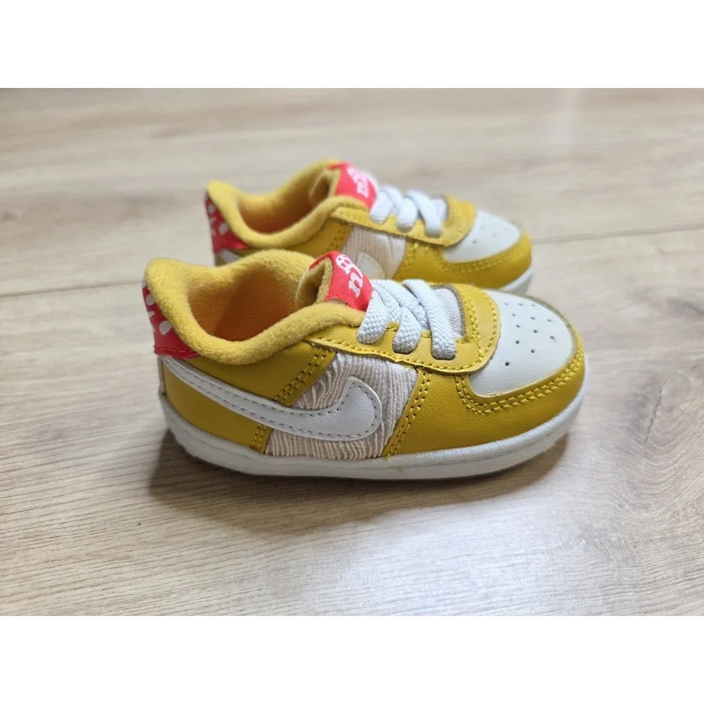 Nike Air Force 1 Crib Baby Shoes Sneakers Size 4C Yellow Ochre Mushroom